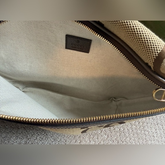 GUCCI Monogram Jumbo GG Textured Dollar Calfskin Web Belt Bag - Picture 8 of 16